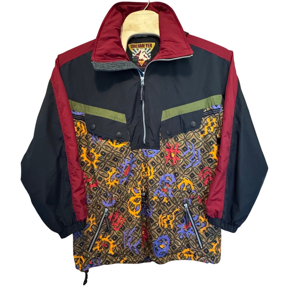VTG Obermeyer Ski Jacket M Breckenridge Abstract Colorblock Retro 80s 90s Anorak